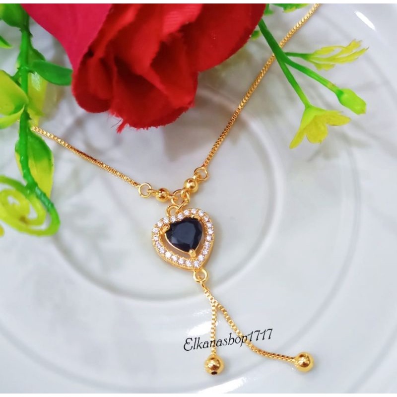 KALUNG LOVE PERMATA BLACK MOISSANITE LAPIS EMAS18K ANTI KARAT