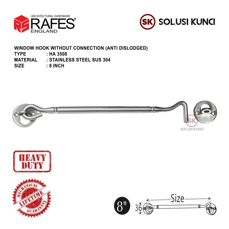 Hak Angin Stainless Steel SUS 304 RAFES (Anti Patah)