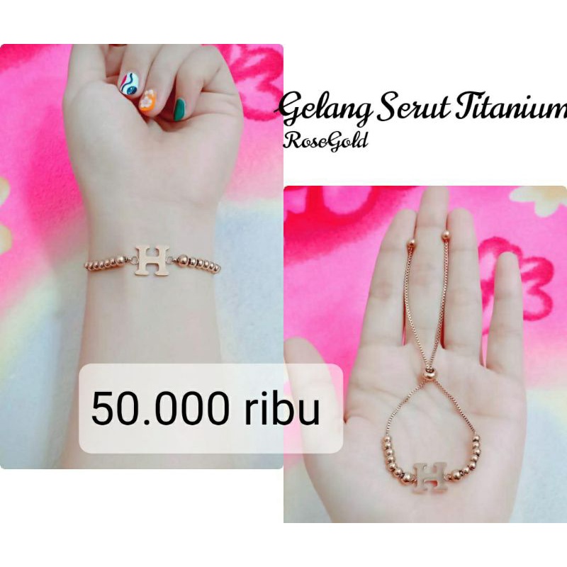 gelang titanium asli warna mas