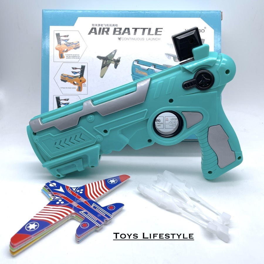 Mainan Anak Tembakan Pesawat Plane Launcher Air Battle Pistol Pesawat Terbang- Kado Hadiah ulang Tahun Mainan Anak Laki-laki usia 3 4 5 6 7 8 tahun