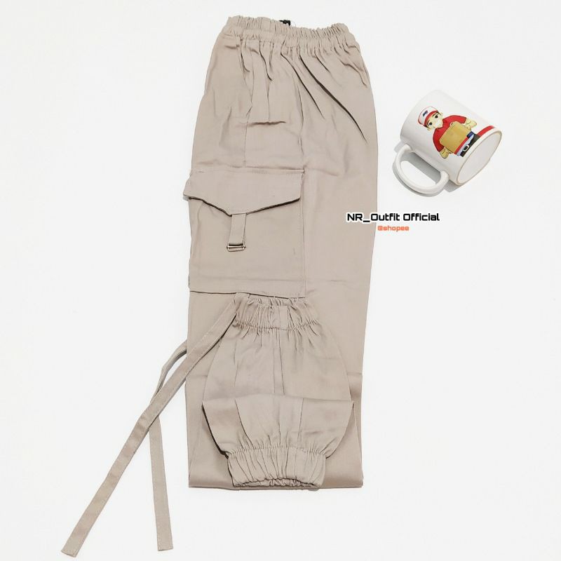 Jogger Cargo Pants Wanita Pinggang Full Karet Bahan Katun Twill Stretch Melar NR_Outfit Official COD