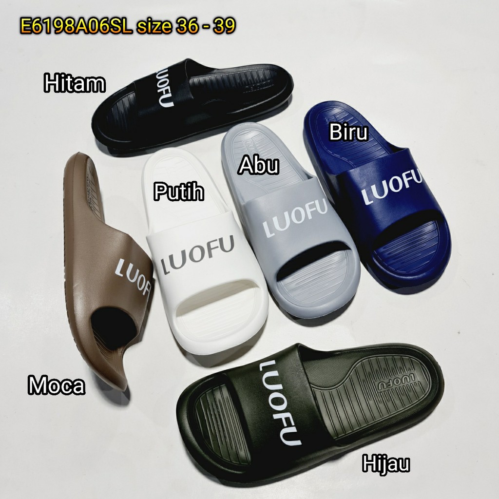 jelly sandal slop pria sendal luofu karet import ABG E6198A06SL