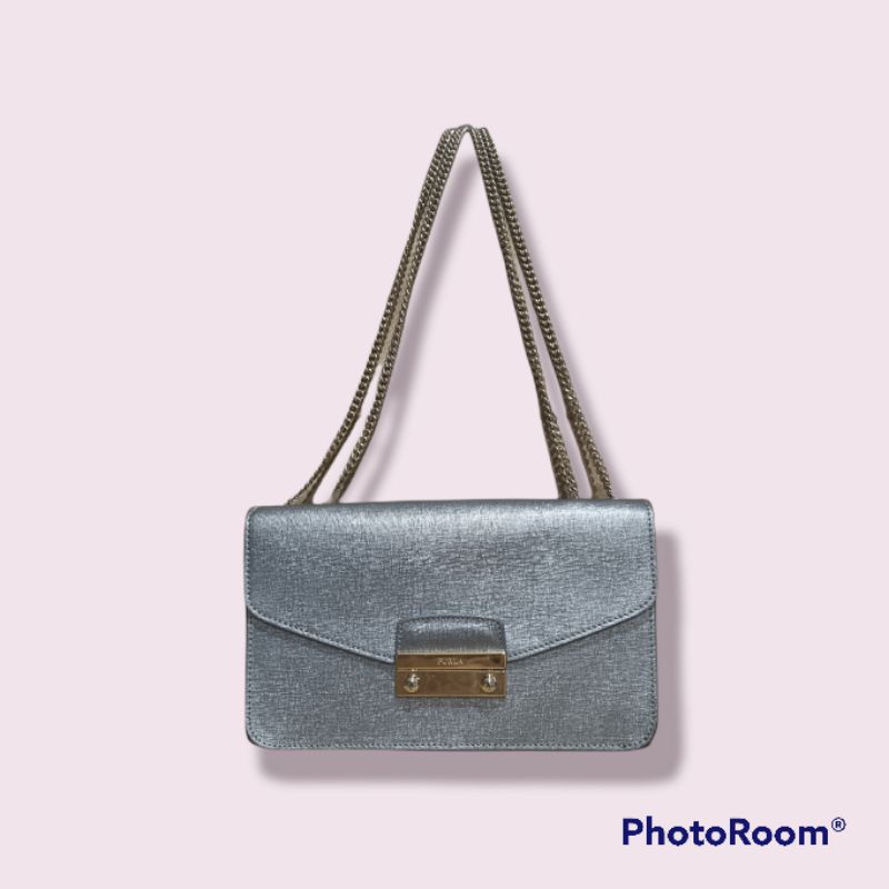Preloved Furla Metropolis Dark Silver authentic
