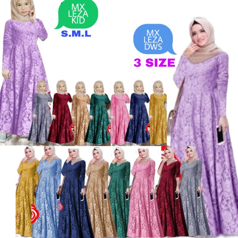 MX LEZA / maxi leza brukat jumbo / maxy dress brukat / gamis muslim baju muslim gamis brokat lavende