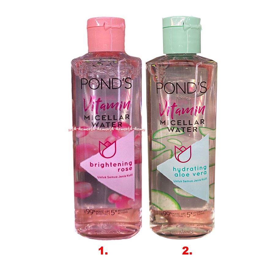 Pond's Vitamin 100ml Micellar Water Brightening Rose Hydrating Aloe Vera Pembersih Muka Wajah Tidak Perlu Dibilas Ponds Pond