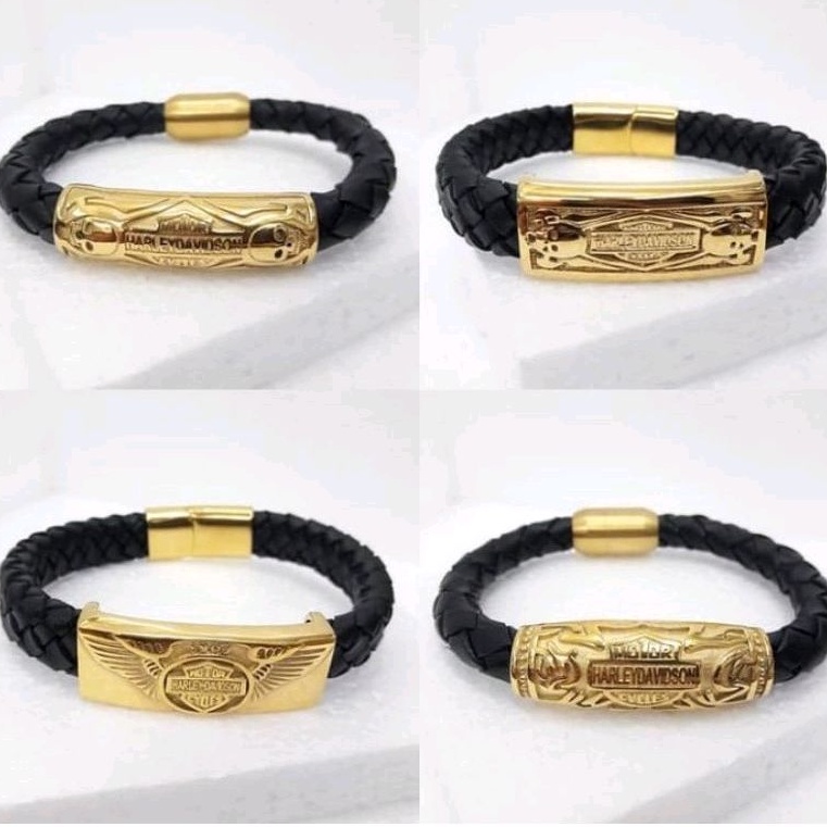 Gelang Kulit Harley Davidson 4 Model Anti Karat