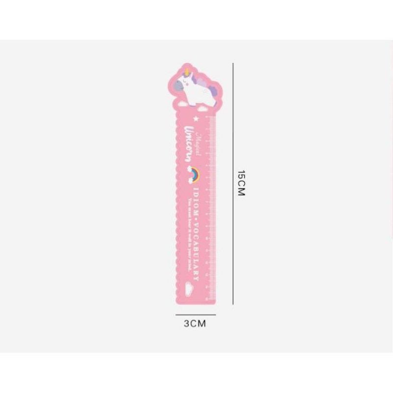 PENGGARIS MAGNET KARAKTER LUCU UNICORN DAN PIGGY - RULER 15cm