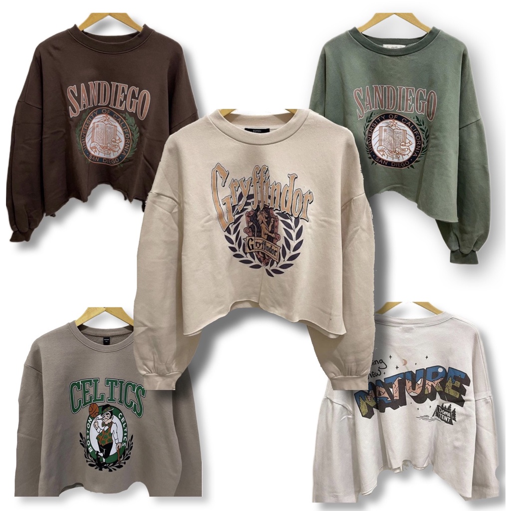 BRIGHTNING VIEW SWEATER CROPE BAHAN FLEECE