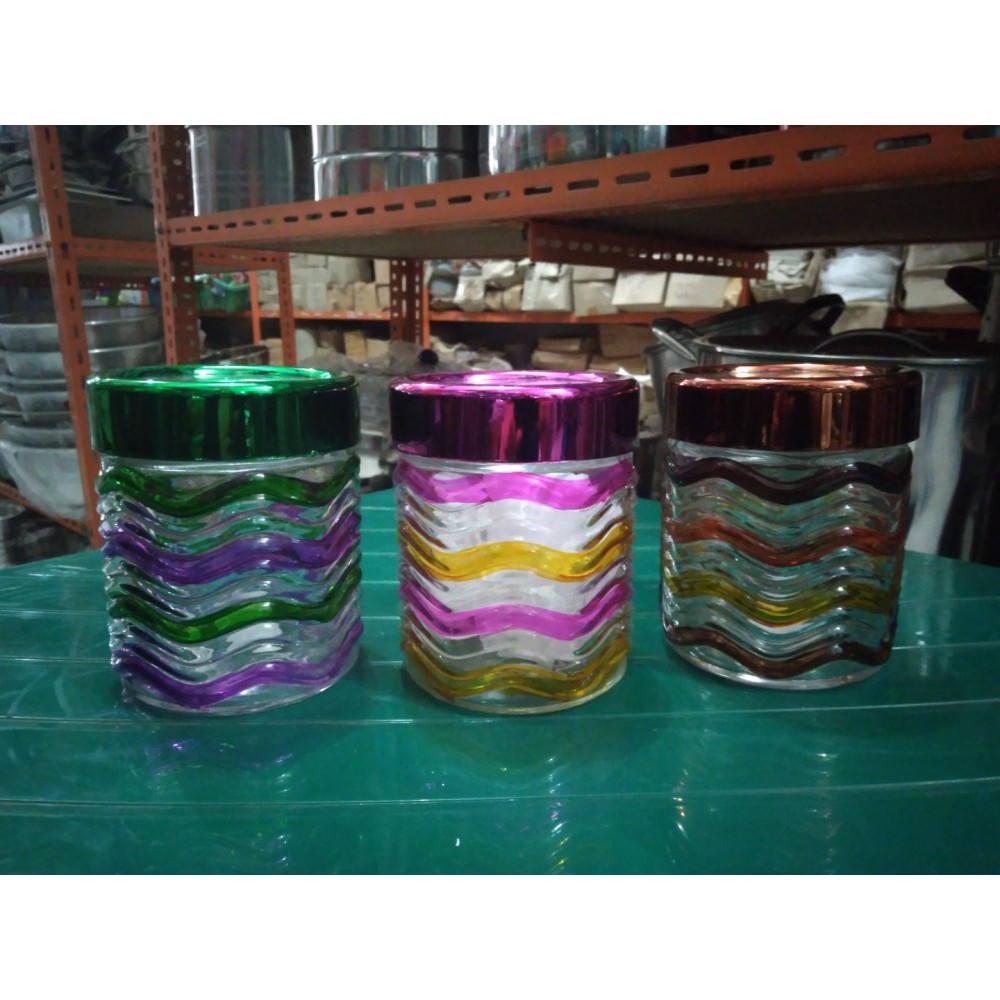 Toples Kaca Tekstur Gelombang Cantik Motif Garis Warna Toples Kaca Tekstur Gelombang Cantik Motif Garis Warna