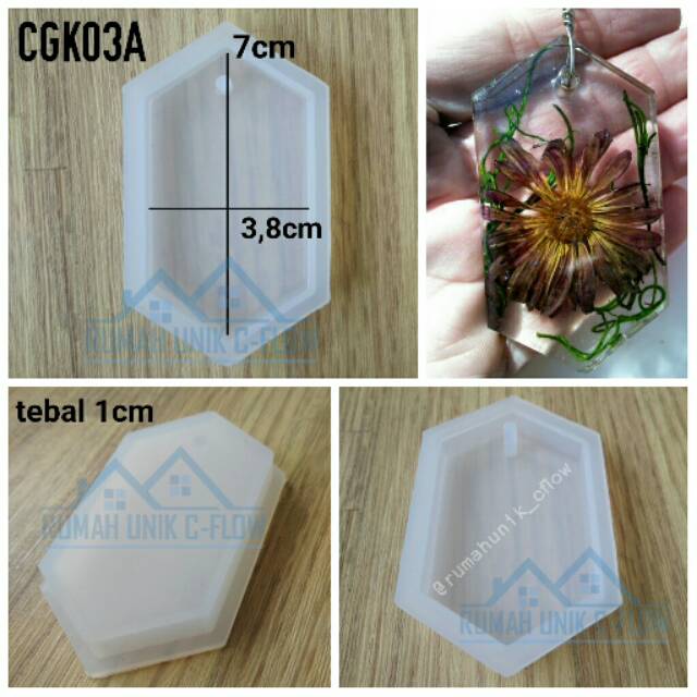 Cetakan gantungan kunci segi enam cetakan liontin resin long hexagon cetakan orgonite diy