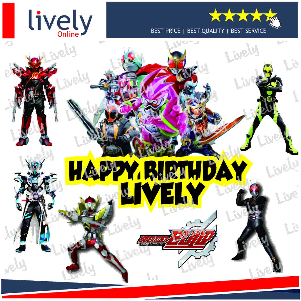 Custom Nama Cake Topper Karakter HIASAN Happy Birthday KAMEN RIDER 01 set