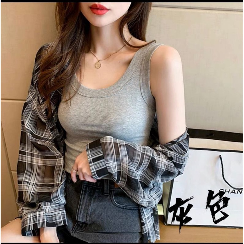 Tanktop Rib import wanita | Tanktop knit import