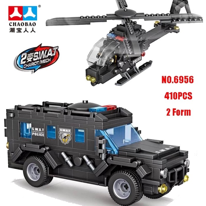 READY Brick Lego Chaobao 6956 Mobil Helikopter Polisi Swat 2 In 1 TERBATAS