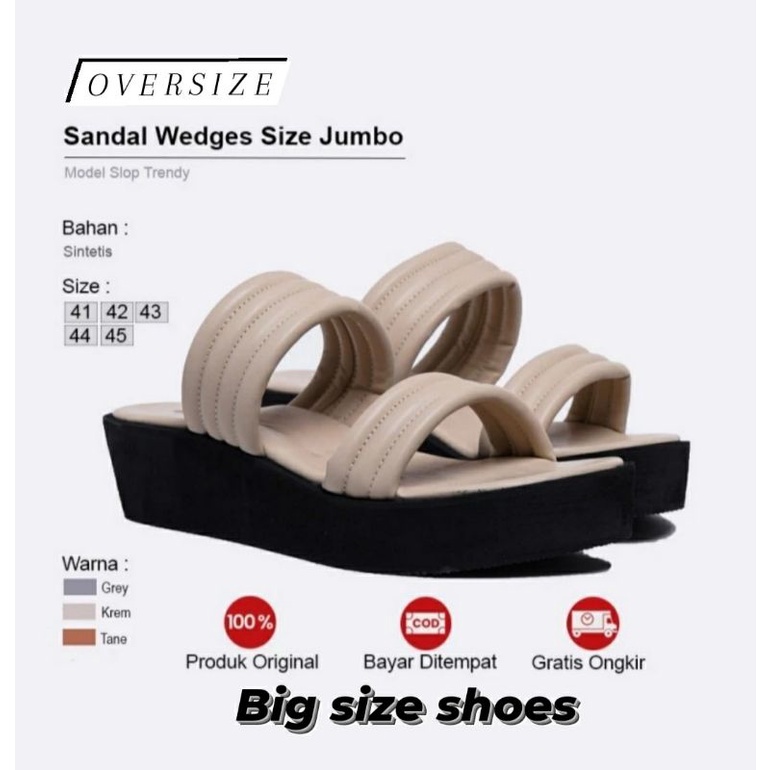 MK BIG SIZE Woman Sendal Suzy Kekinian Wanita Big Size 41.45 SLOP strap Super JUMBO Cantik Sandal Pesta OVERSIZE Original