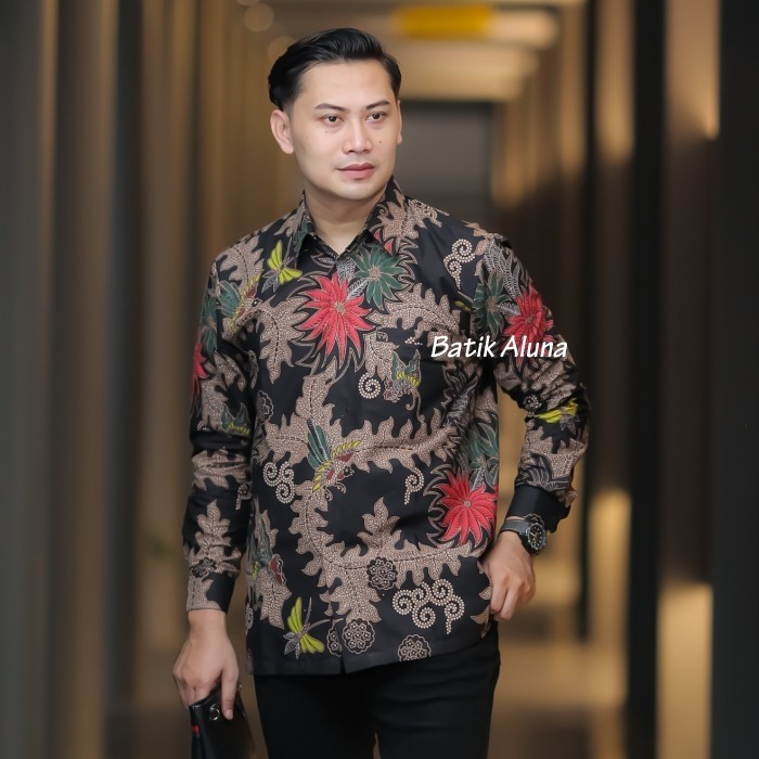 Baju Batik Pria Premium Kemeja Lengan Panjang Asli Solo Batik Aluna Pcw 063