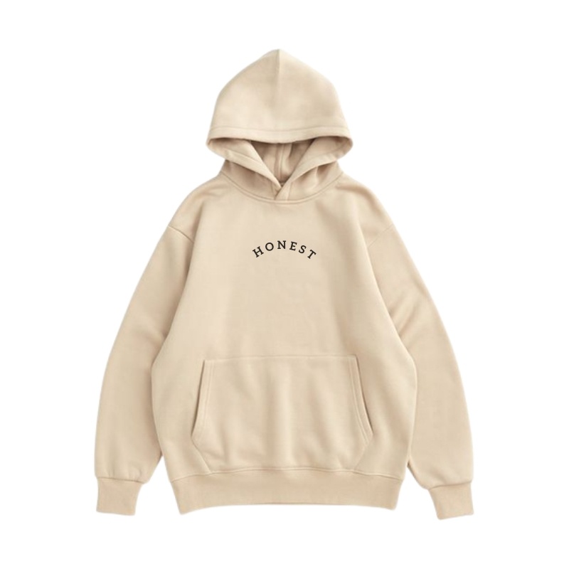 Hoodie pria simple Honest cream esthetic font simple unisex premium Quality