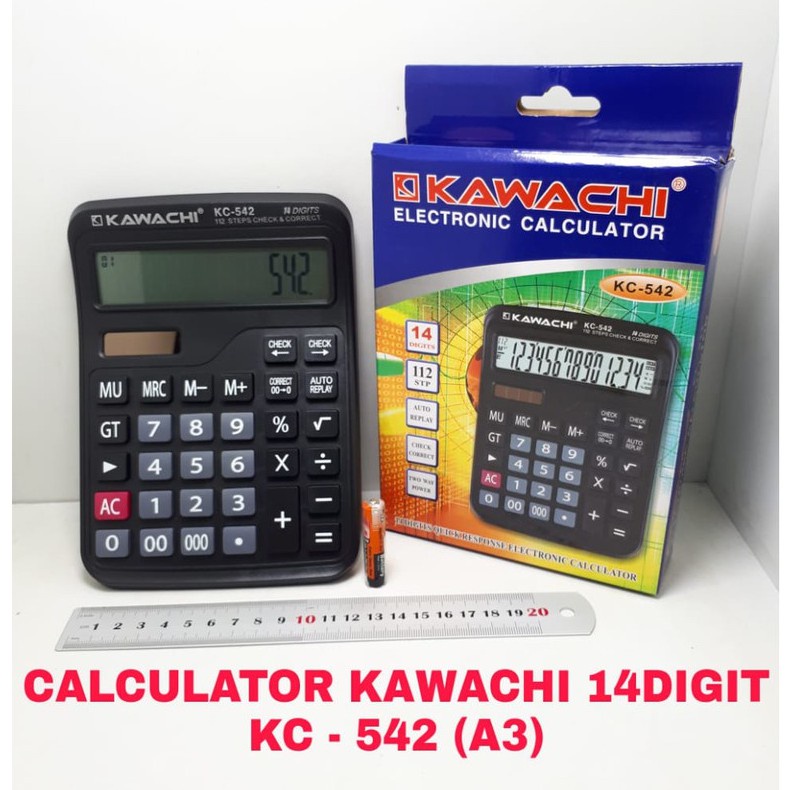 

Kalkulator (electronic calculator ) KC-542 KAWACHI - Hitam KALKULATOR CEK ULANG 14 DIGIT