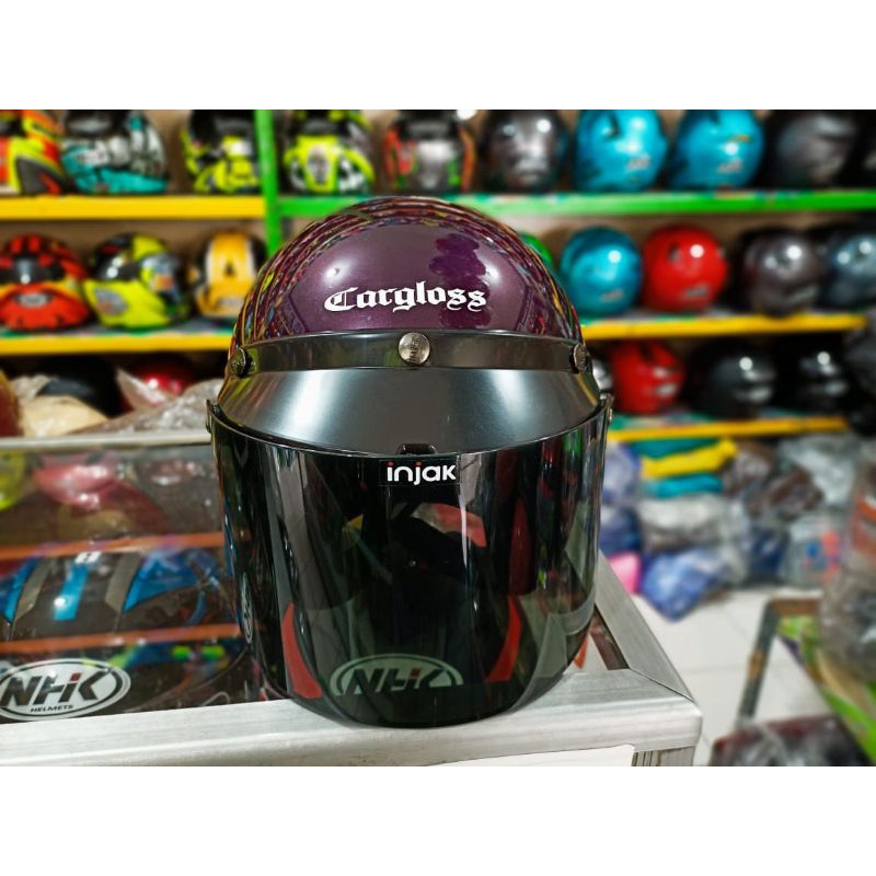 HELM CARGLOSS UNGU METALIK SET KACA(ONGKIR 1KG)