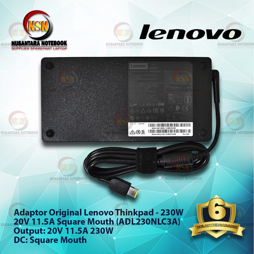 Adaptor Charger Original Lenovo Thinkpad ADL230NLC3A 20V 11.5A DC 230W Square Mouth