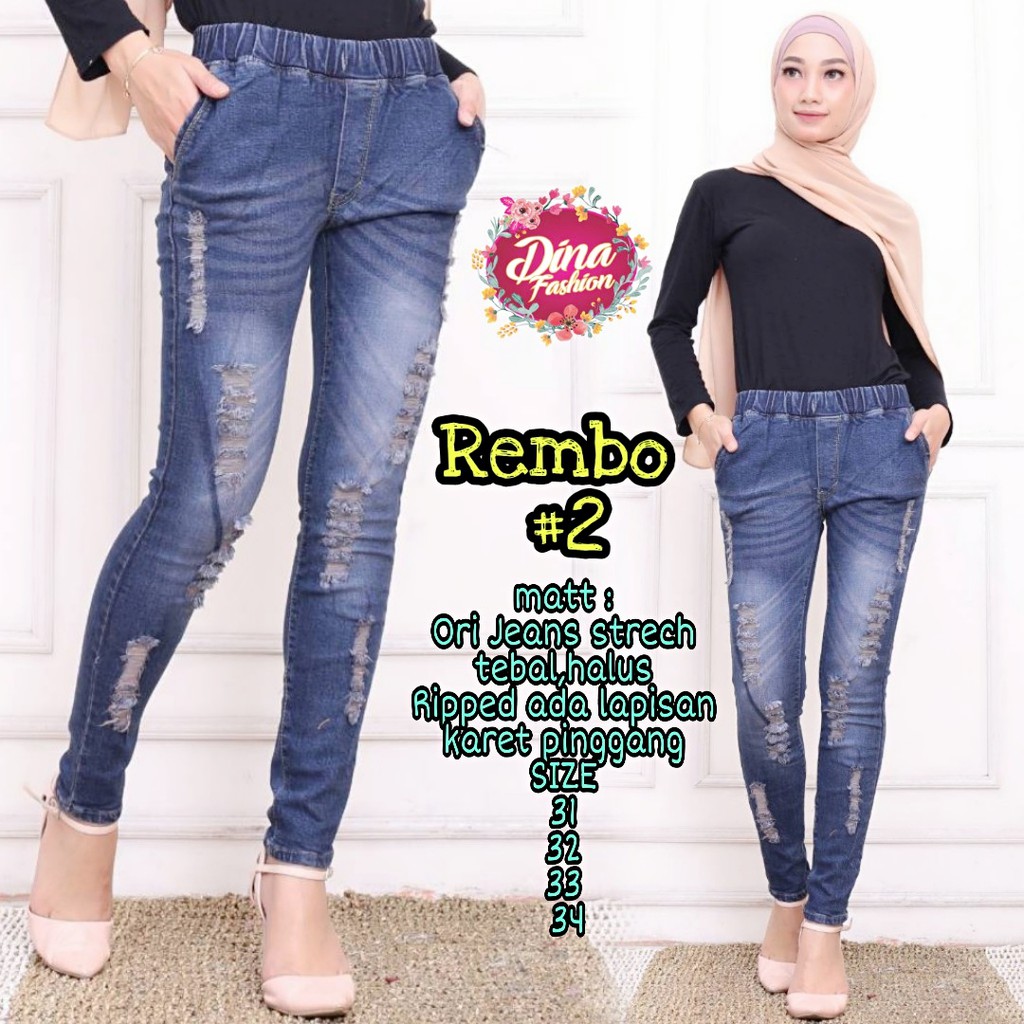 REMBO JEANS !1 VARIASI SOBEK TIDAK TEMBUS MELAR NYAMAN DIPAKAI