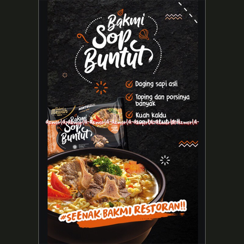 Bakmi Mewah Bakmi Sop Buntut Sambal matah Instant 122gr mie instan dengan cabe