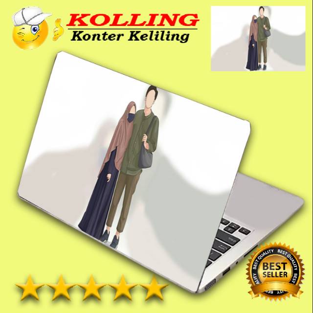 Garskin Laptop kartun muslimah romantisp Skin Laptop Stiker Laptop