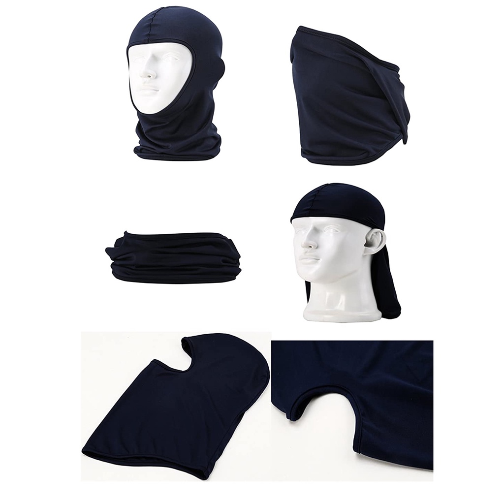 Balaclava Ninja Full Face Masker Buff Spandex Hitam Polos Masker Motor