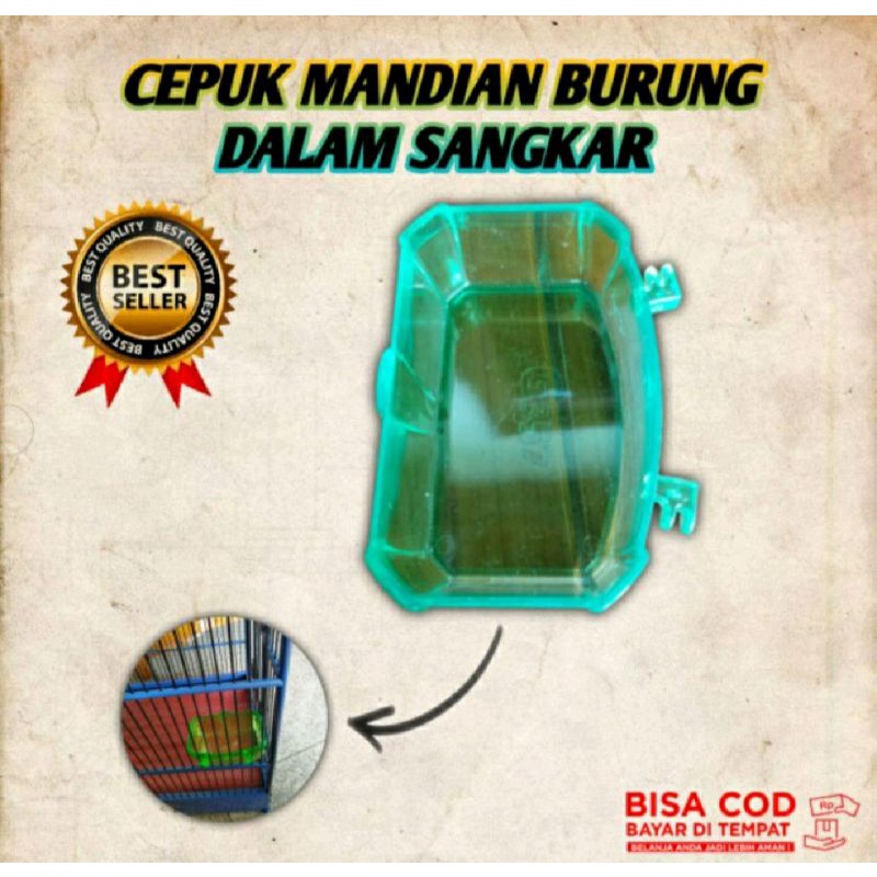 CEPUK TEMPAT MANDI BURUNG MURAI, PLECI, LOVEBIRD DLL BAHAN MIKA BENING TEBAL