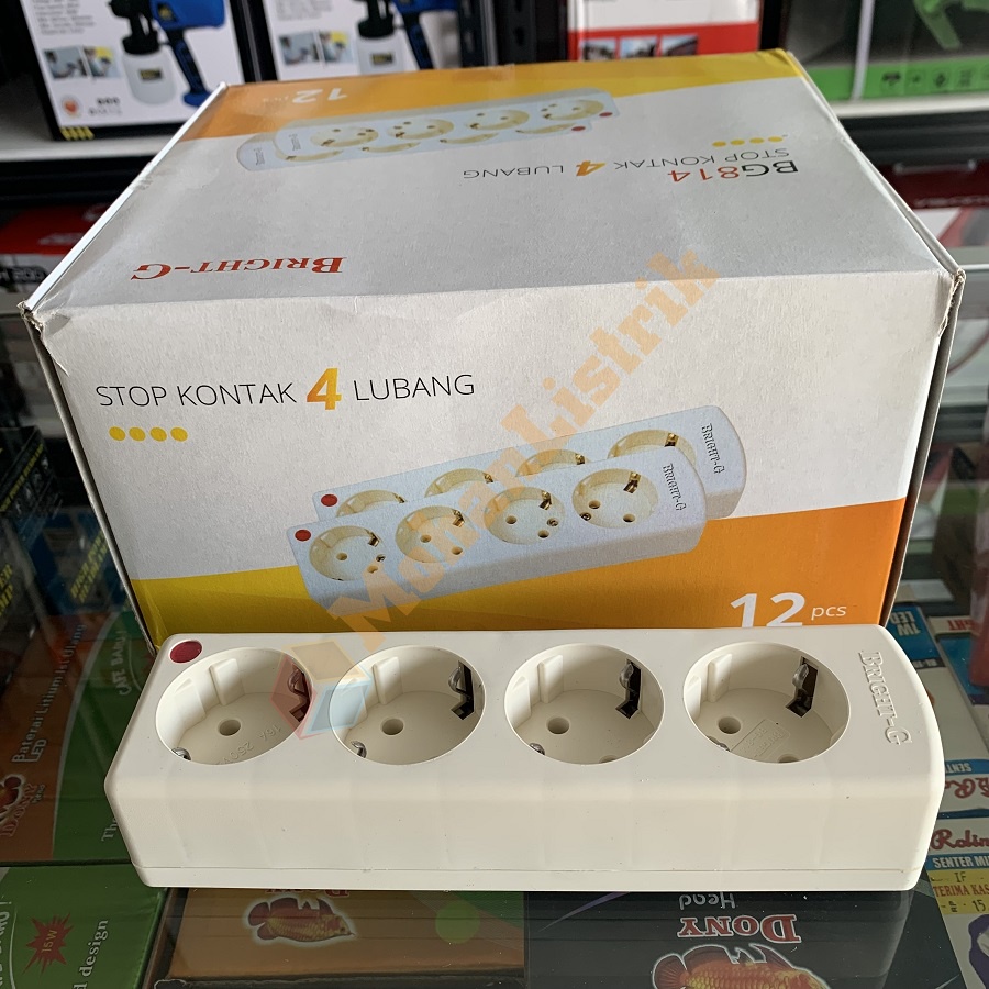 Stop Kontak Bright-G 4 Lubang 4 Lobang BG-814 Kuningan SNI Tanpa Kabel