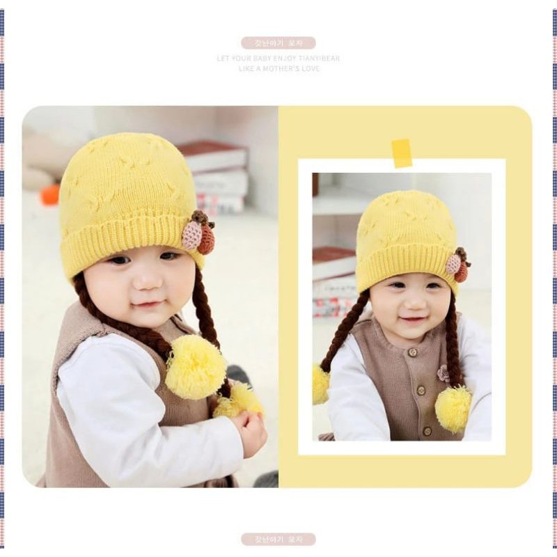 TOPI RAMBUT KEPANG dengan variasi NANAS / BABY HAT WIG / TOPI BAYI RAMBUT KEPANG