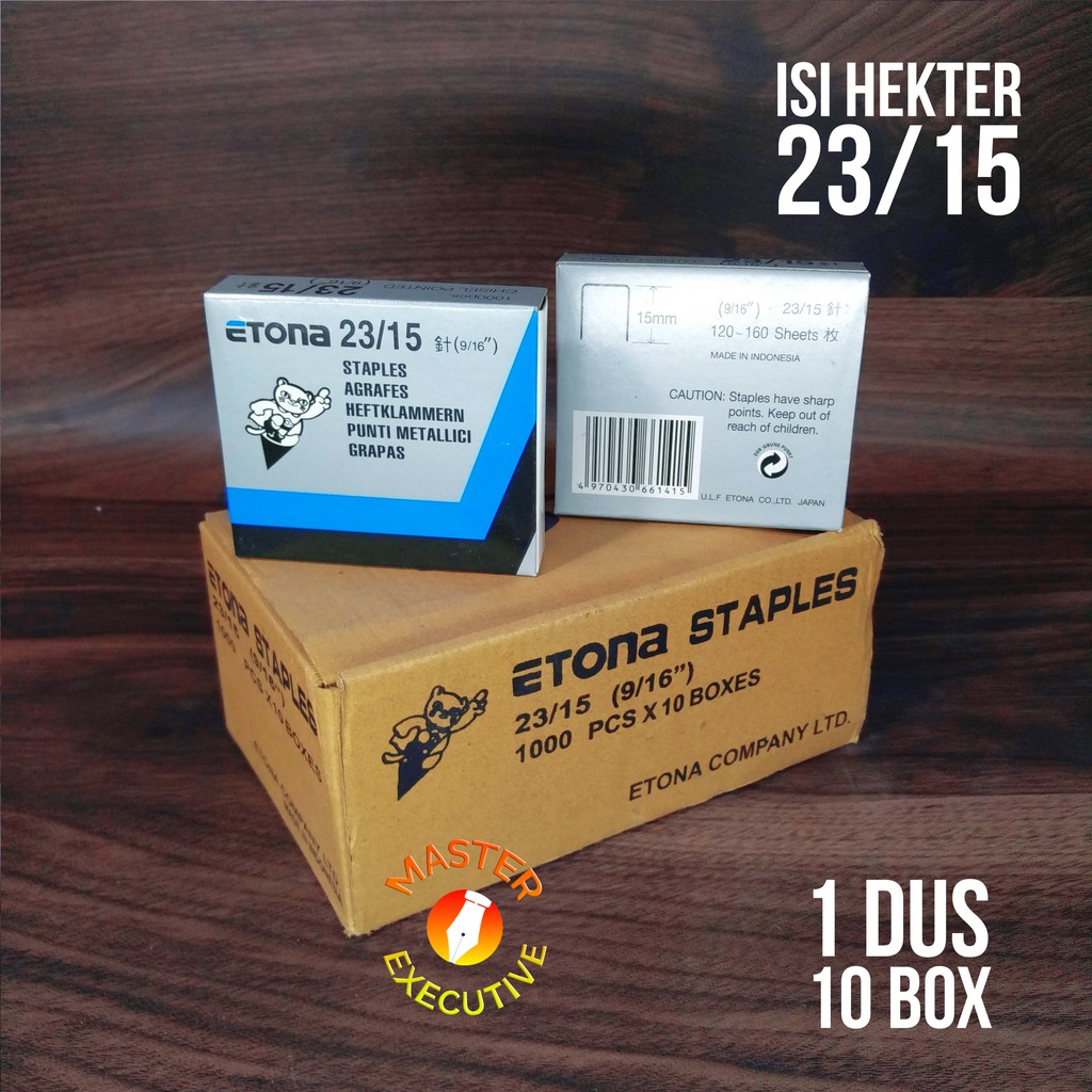 [Dus - 10 Box] Etona 23/15 - 9/16 &quot; Isi Staples - Hekter Stapler Jilid