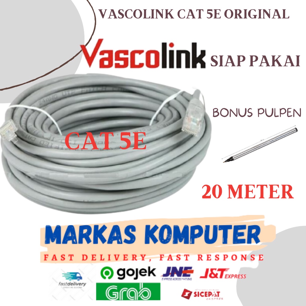 Kabel LAN 20M UTP RJ45 Cat5E ORIGINAL VASCOLINK 20 Meter CAT5e