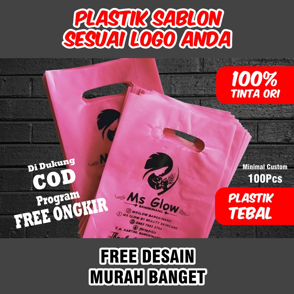 

Plastik sablon murah bisa custom namal olshop nama produk logo buat skincare hijab dll