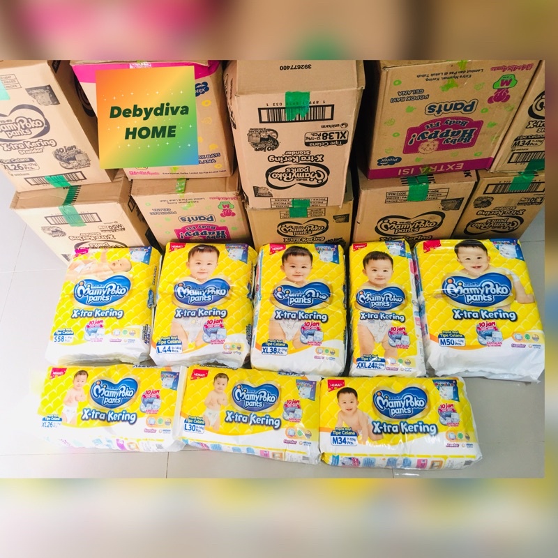 Mamypoko Xtra kering / S58 / M34 / M50 / L30 / L44 / XL26 / XL38 / XXL24 / ISI JUMBO / TYPE CELANA /