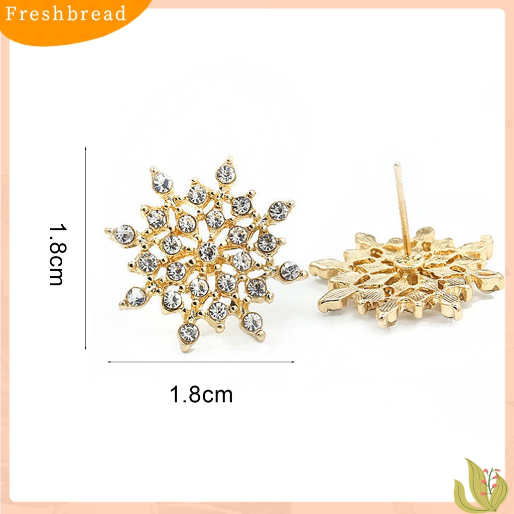 ? Fresh ? Anting Tusuk Motif Snowflake Hias Berlian Imitasi Elegan untuk Wanita / Hadiah