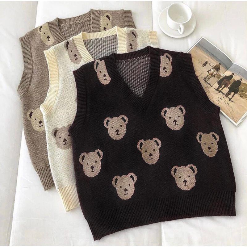 ROMPI RAJUT |TERMURAAAH! Vest Bear Knit impor premium _rompi korea - rompi rajut7get-Rajut_komputer