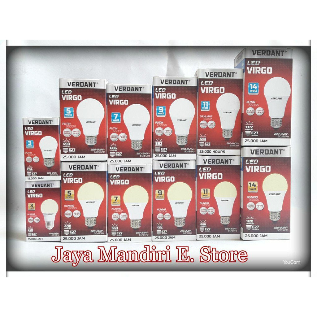 LED Verdant  Virgo 3w 5w 7w 9w 11w 14w Putih / Kuning 3 5 7 9 11 14 Watt Bergaransi dan SNI