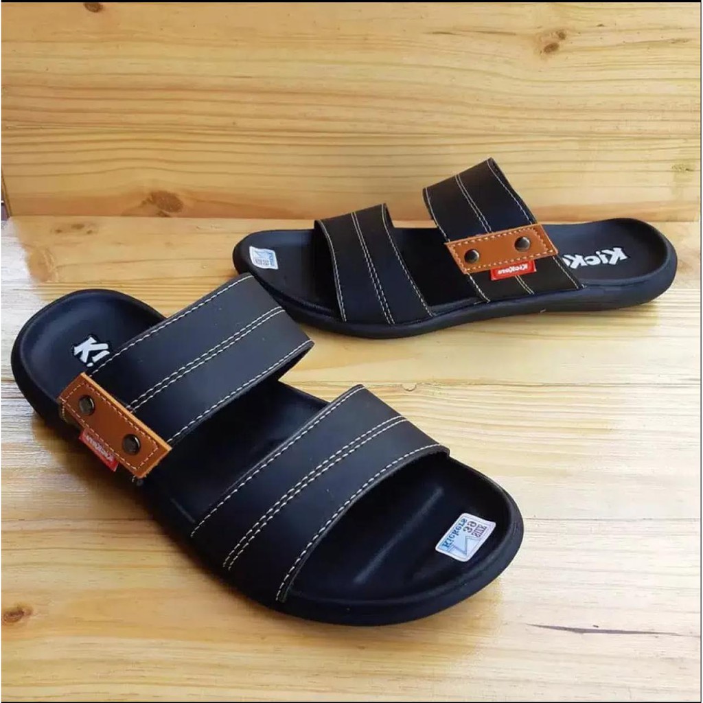 SANDAL SELOP KULIT PRIA TERBARU / Sandal Kulit Pria Slide / Sandal Pria / Sandal Slide  / Sandal Casual Pria / Sandal Slop / Sandal Selop Pria / Sandal Promo / Sandal Pria Kekinian / Sandal Kulit Pria Terlaris