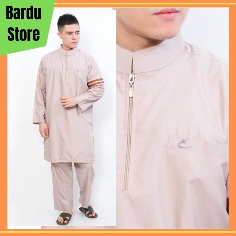 Baju Muslim Pria Setelan Muslim Gamis Pria Nabawi Krem AL-ISRA Fashion Muslim I8B0