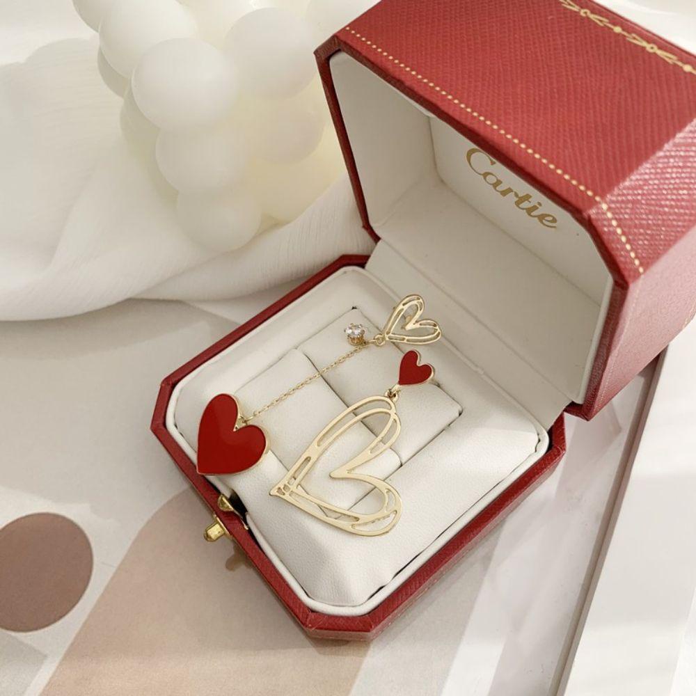 Mxbeauty Cinta Hati Stud Anting-Anting Trendi Vintage Desain Rasa Panjang Rumbai Pertunangan Hadiah Indah Gaya Korea Ear Studs