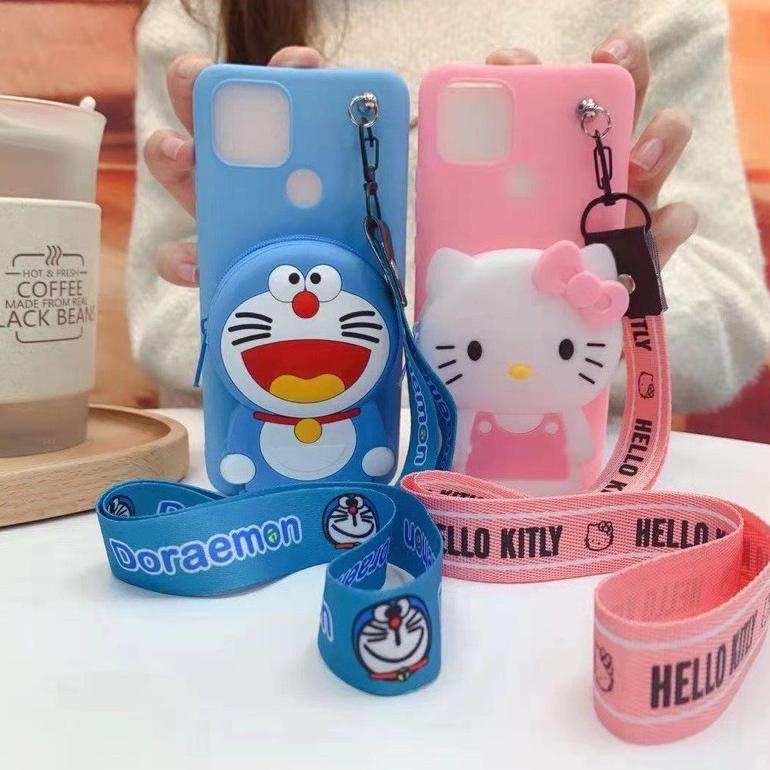 Realme C25 C25S C1 C2 C11 C12 C15 C21Y Soft Case Karakter /Boneka Disney Dompet Koin/Coi + Gantungan