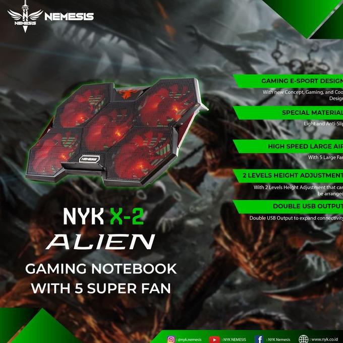 NYK Nemesis Cooling Pad Alien X-2 coolingpad NYK 5 fan LED original X2 Termurah