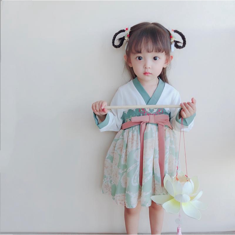 Modern Dress Anak Perempuan Hanbok Korean Gaun Dres Lengan Panjang Japanese Chine Asian Style