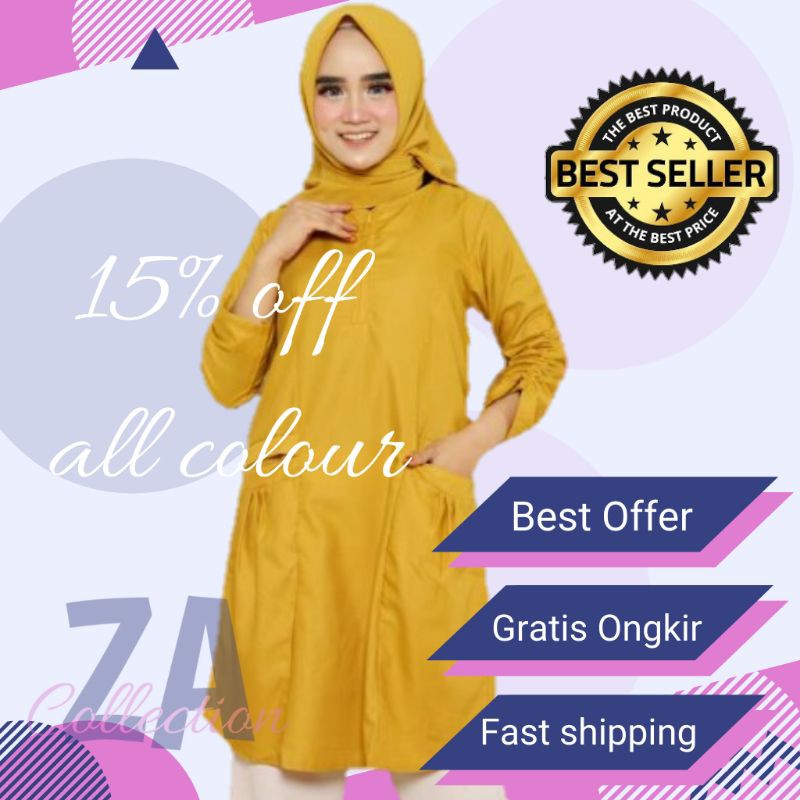 Tunik atasan muslim terbaru dewasa perempuan cewe cewek kekinian cantik hijab 006s