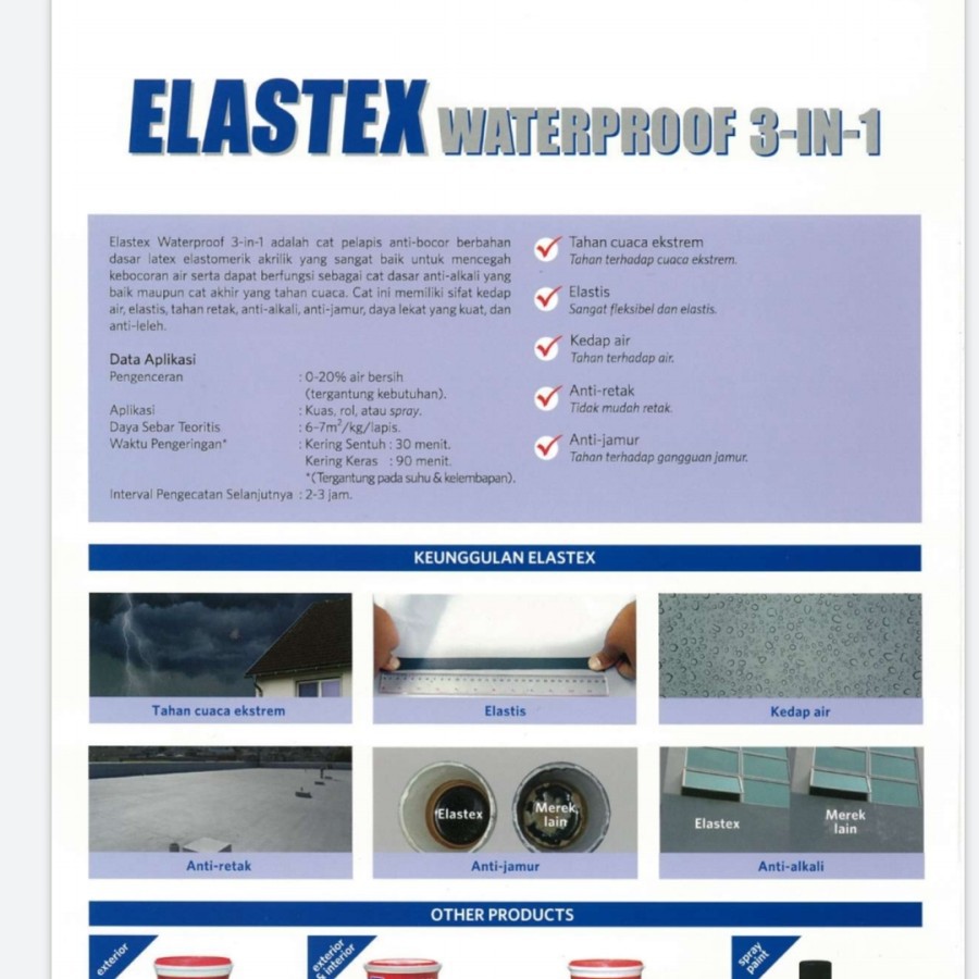 Cat Pelapis Kedap Air Elastex 20kg / Nippon Paint Elastex 20kg / Elastex 20kg / Waterproofing 20kg