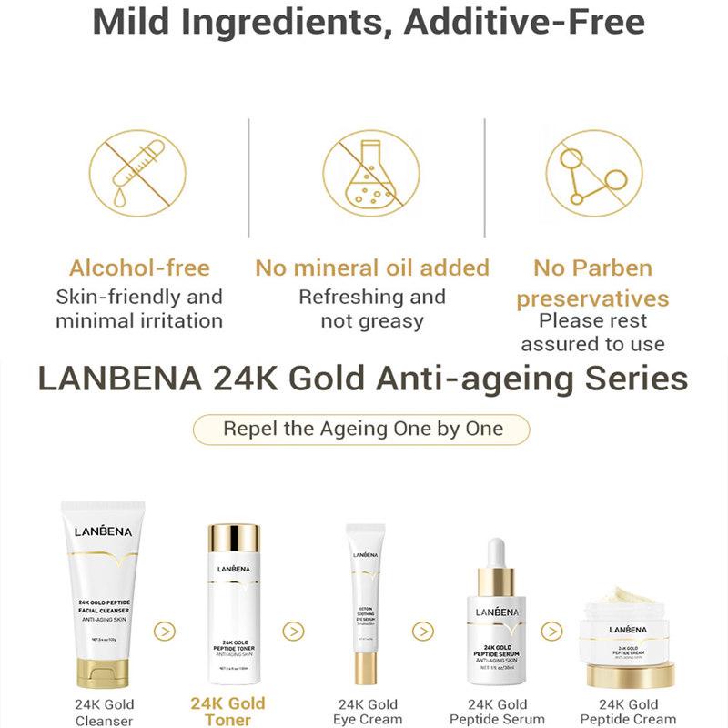 LANBENA 24k Gold Peptide Facial Cleanser Face Skin Care Wash Anti-Aging Oil Control Fades skin spots Face Cream Foam