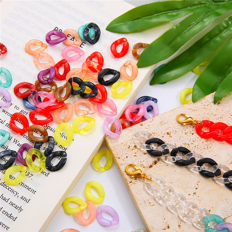 100 Pcs Multi warna Acrylic Twisted Chains Bagian Rakitan Manik-manik Diy Perhiasan Temuan Aksesoris