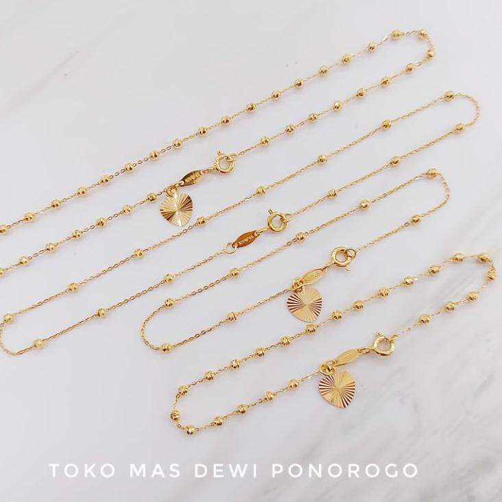 Terbaik.. SET GELANG TANGAN & GELANG KAKI JEDAR Emas Asli Kadar 8K/375% Yellow Gold