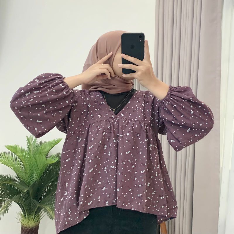 grosir_solo || BLOUSE KOREA / SESA OLLA BLOUSE LILY FLORA DAMARA / ATASAN WANITA VINTAGE KOREAN STYLE bunga bunga floral