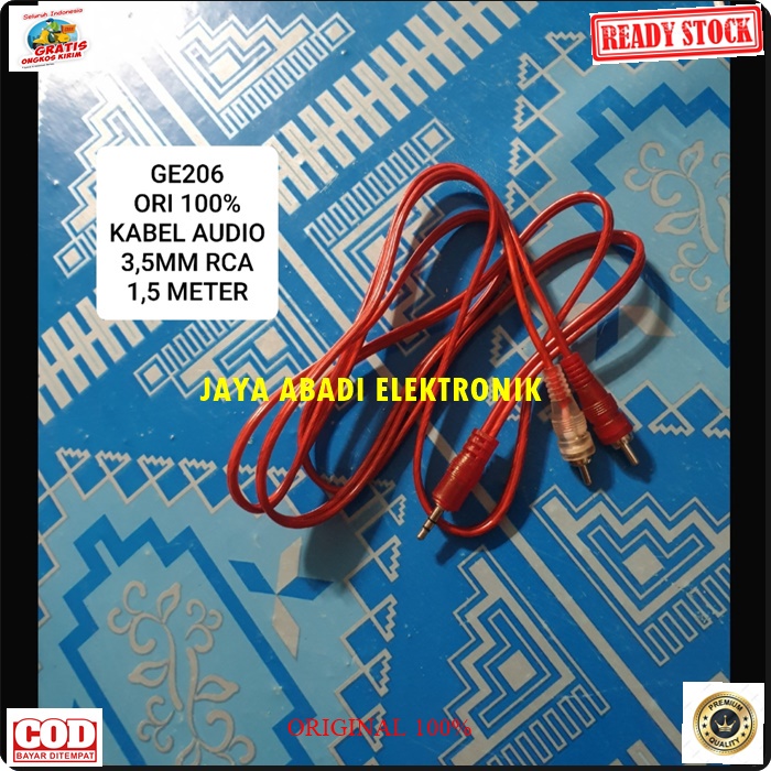 G206 ORIGINAL KABEL RCA 3.5 MM AUX 2IN1 1.5 METER HP SPEAKER SPEKER SPIKER AUDIO CABEL CABLE SOUND SISTEM STEREO JEK JACK SAMBUNGAM ELEKTRONIK SPK MUSIK MP3 SUARA UNIVERSAL G206  ORIGINAL kabel audio hp aux 3.5mm rca sound system stereo jek jack sambungan